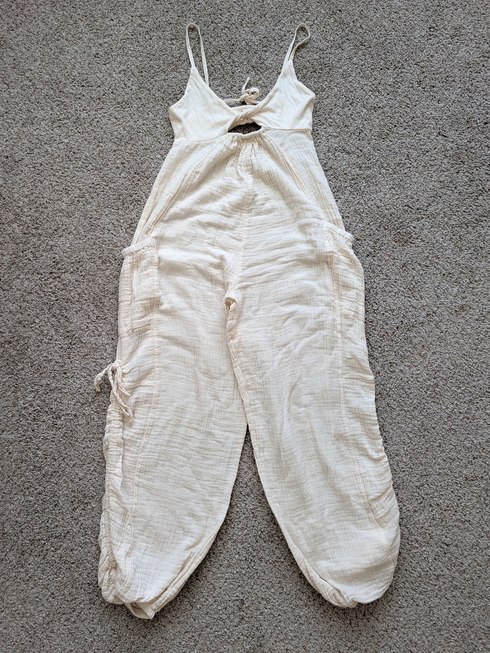 Urban Outfitters Out From Under Womens Cream Aster Semi Sheer Jumpsuit Size XS